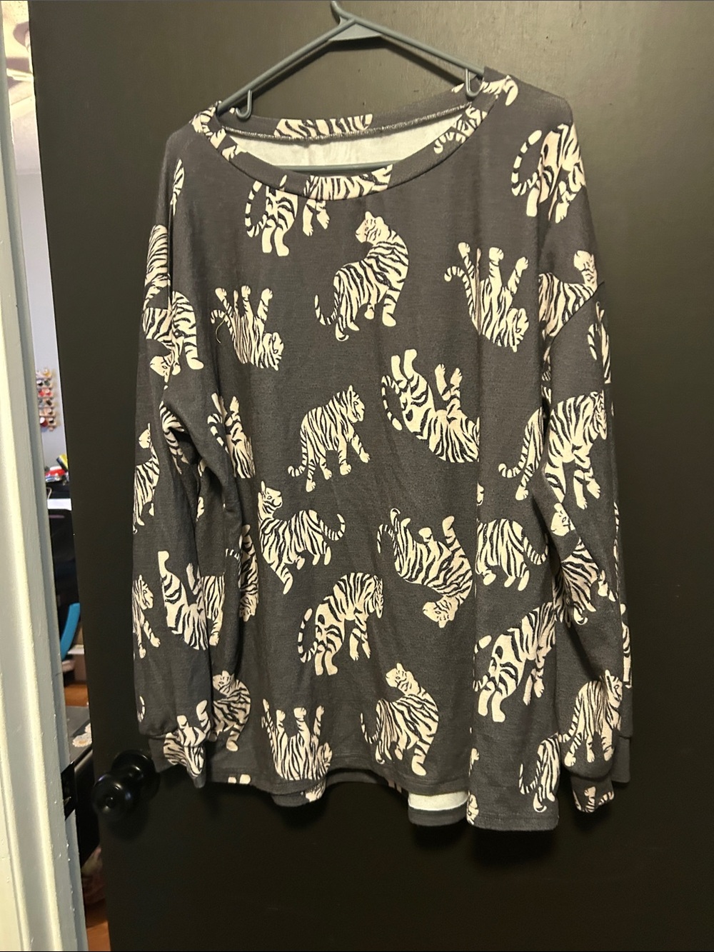 Urban Outfitters Charcoal Sweater with White Tiger Print